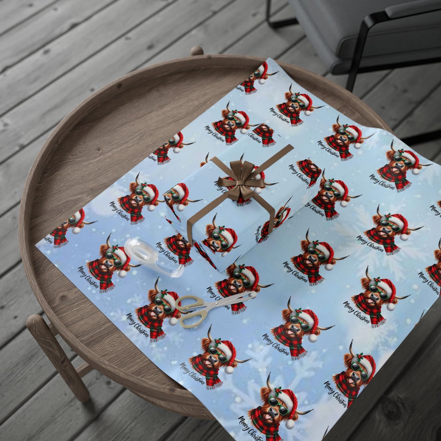 Mooey Christmas Highland Cow Wrapping Paper