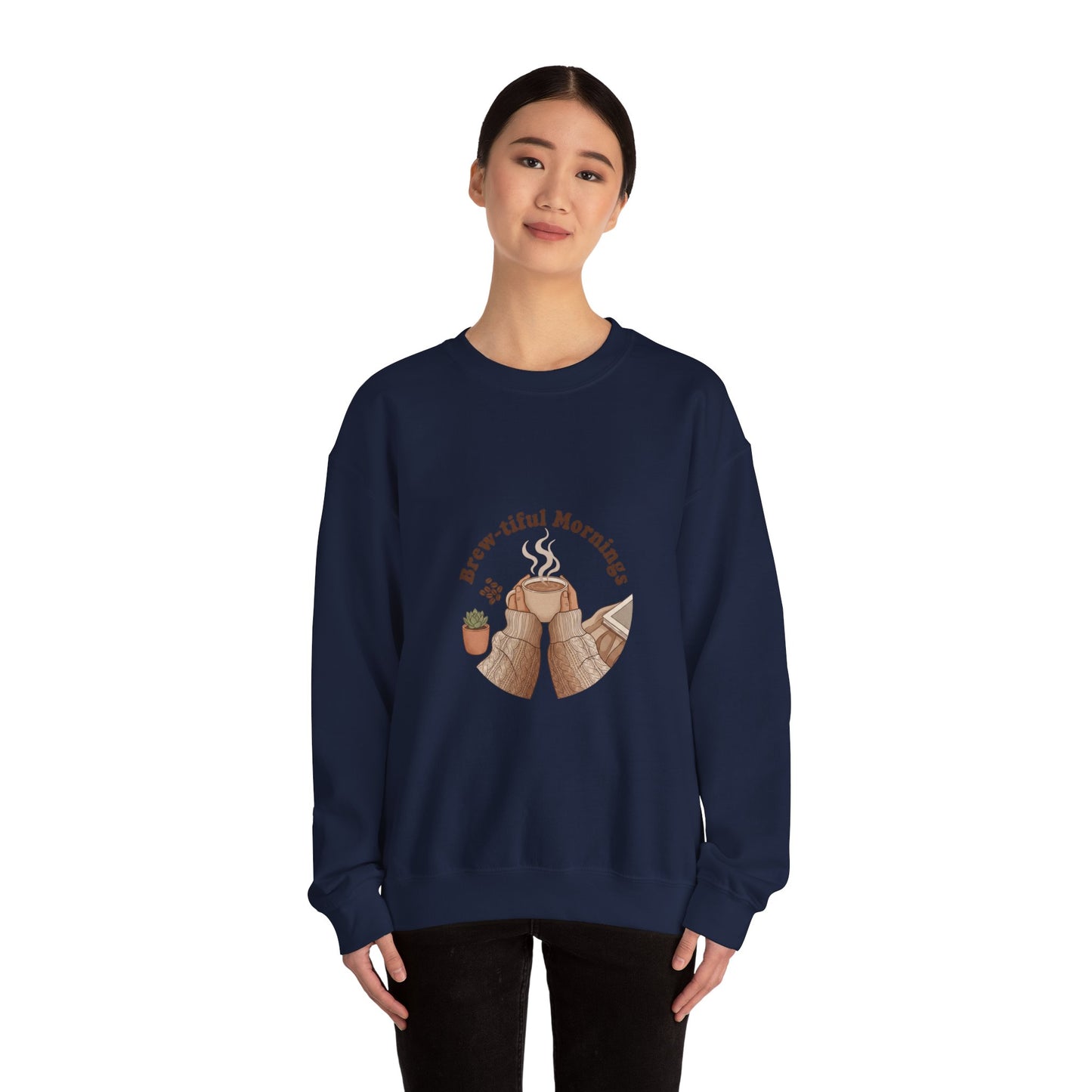 Brew-tiful Mornings Sweatshirt | coffee aesthetic, latte art design