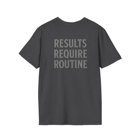 Results Require Routine T-Shirt — Motivational Gym & Fitness Tee