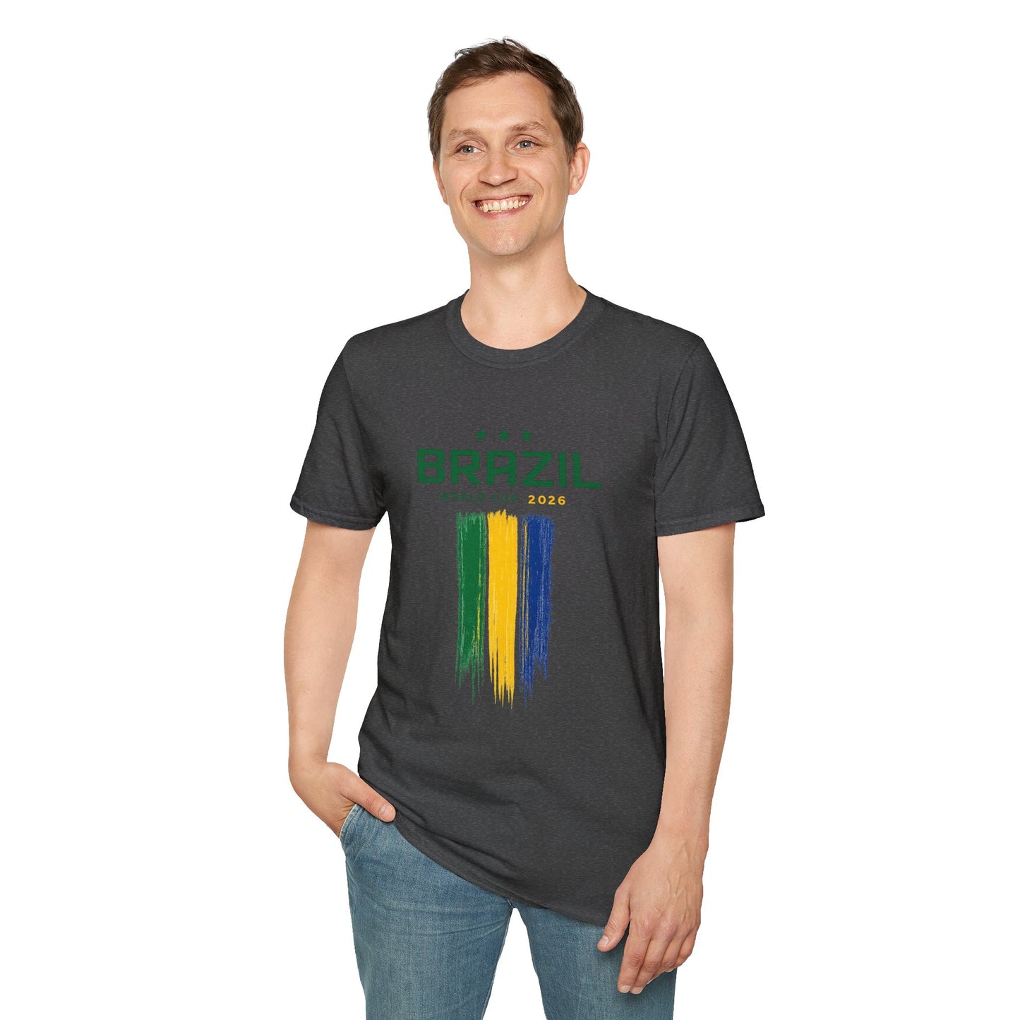 Brazil World Cup T-Shirt — Brush Stroke Flag Soccer Tee