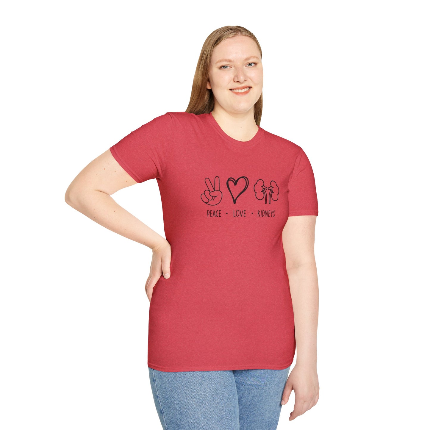 Peace Love Kidneys T-Shirt — Funny Kidney Transplant / Nephrology Gift