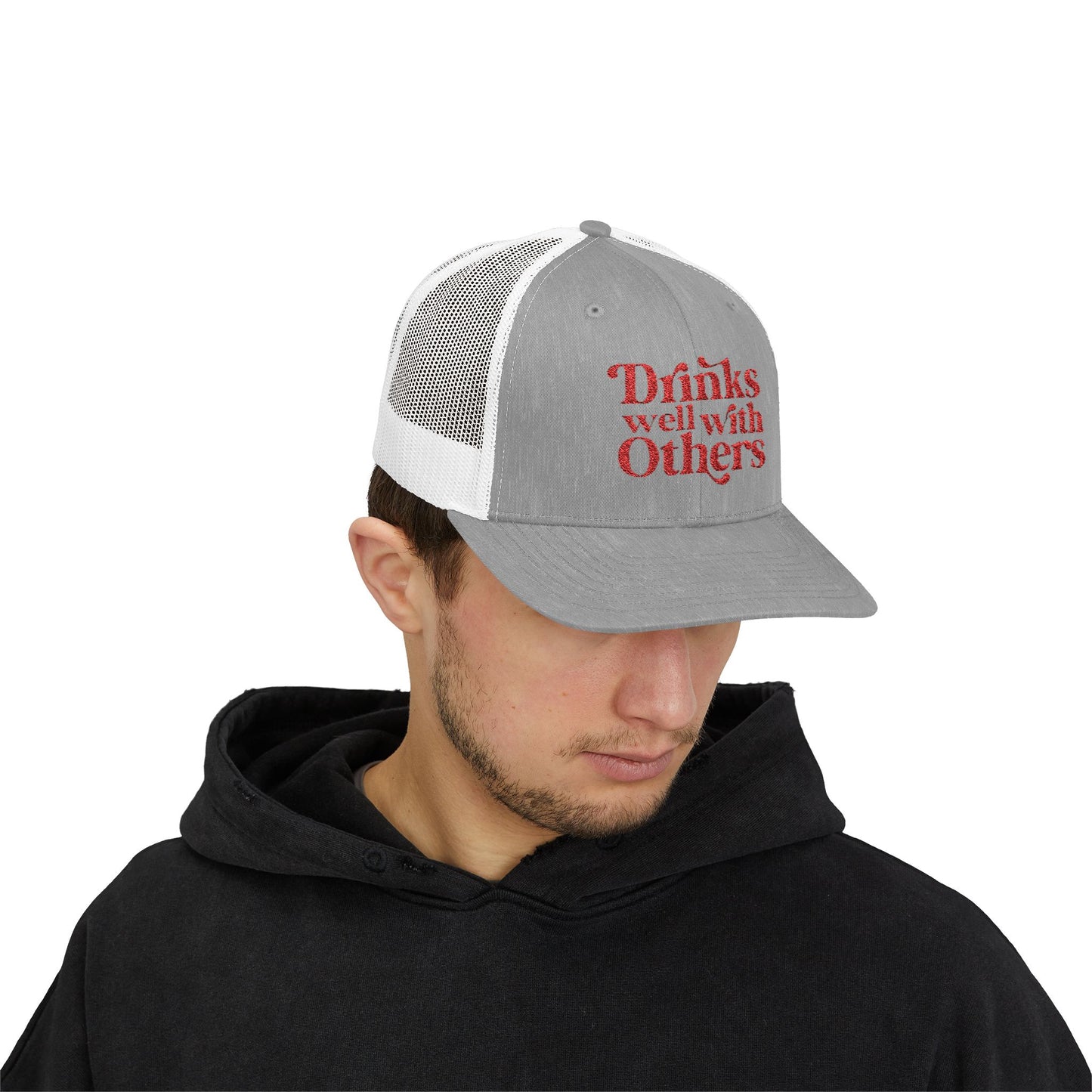 Humorous Snapback Trucker Cap - Perfect for Parties, Gatherings, and Gifts, Drinks Well with Others, Fun Hat, Funny Gift Idea, Casual Style