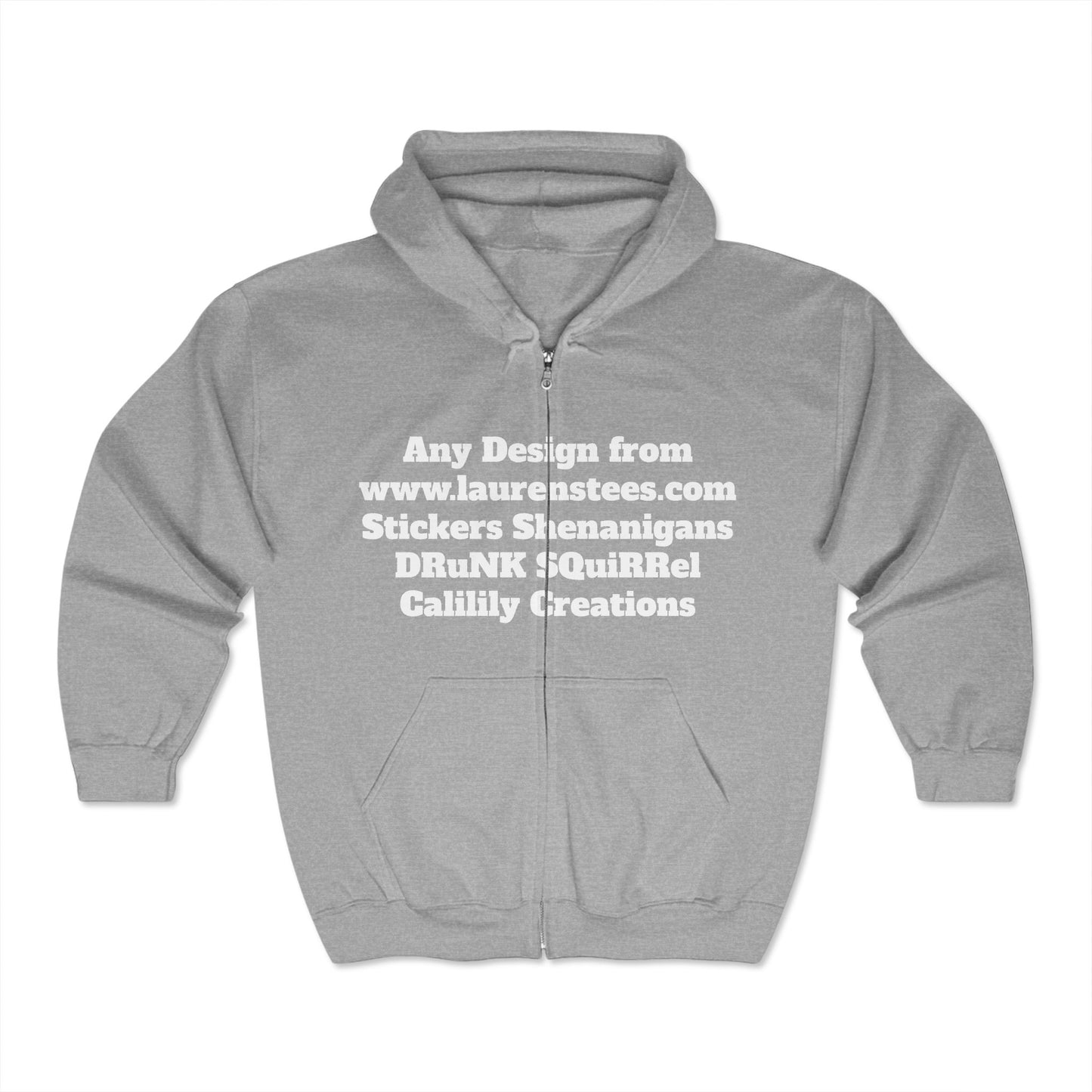 Custom or Any design on site (one side only either front or back) - Unisex Heavy Blend™ Full Zip Hooded Sweatshirt