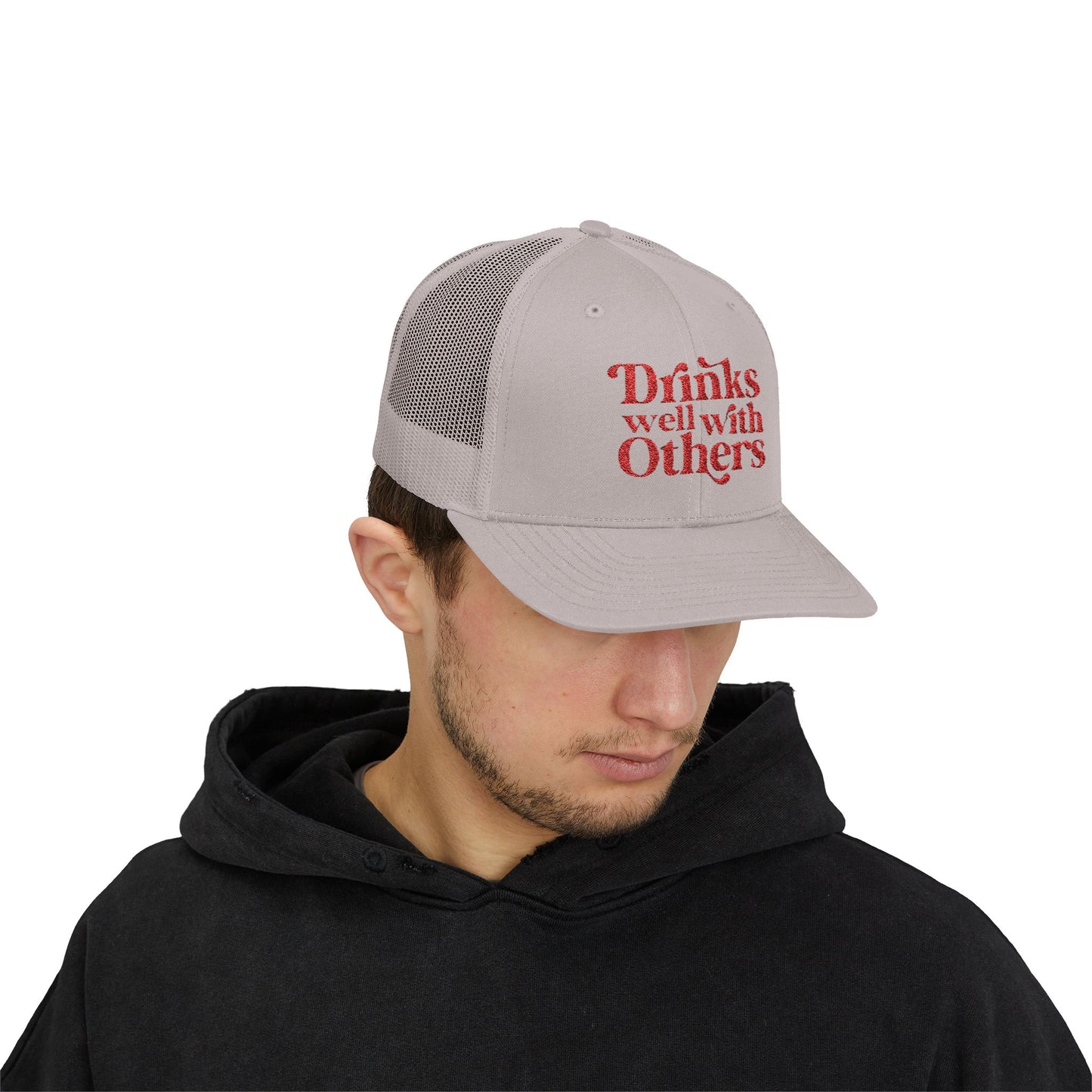 Humorous Snapback Trucker Cap - Perfect for Parties, Gatherings, and Gifts, Drinks Well with Others, Fun Hat, Funny Gift Idea, Casual Style