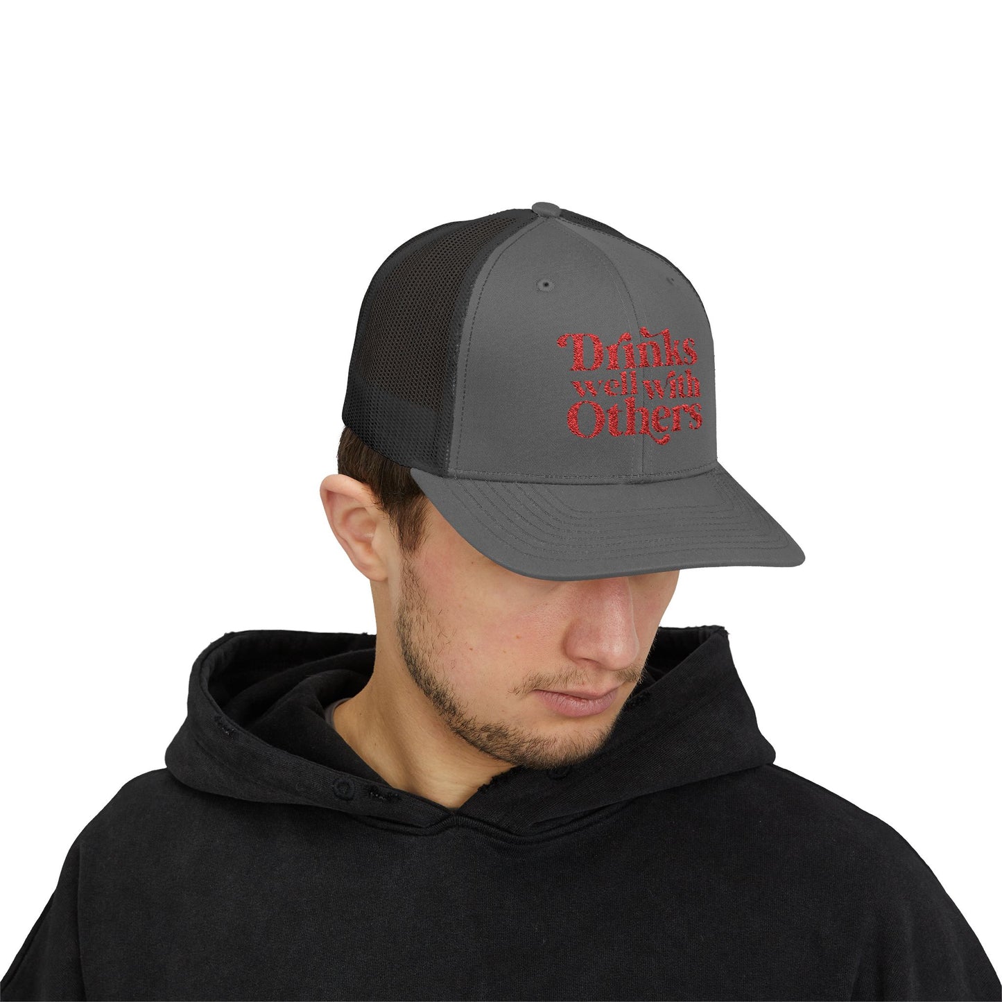 Humorous Snapback Trucker Cap - Perfect for Parties, Gatherings, and Gifts, Drinks Well with Others, Fun Hat, Funny Gift Idea, Casual Style