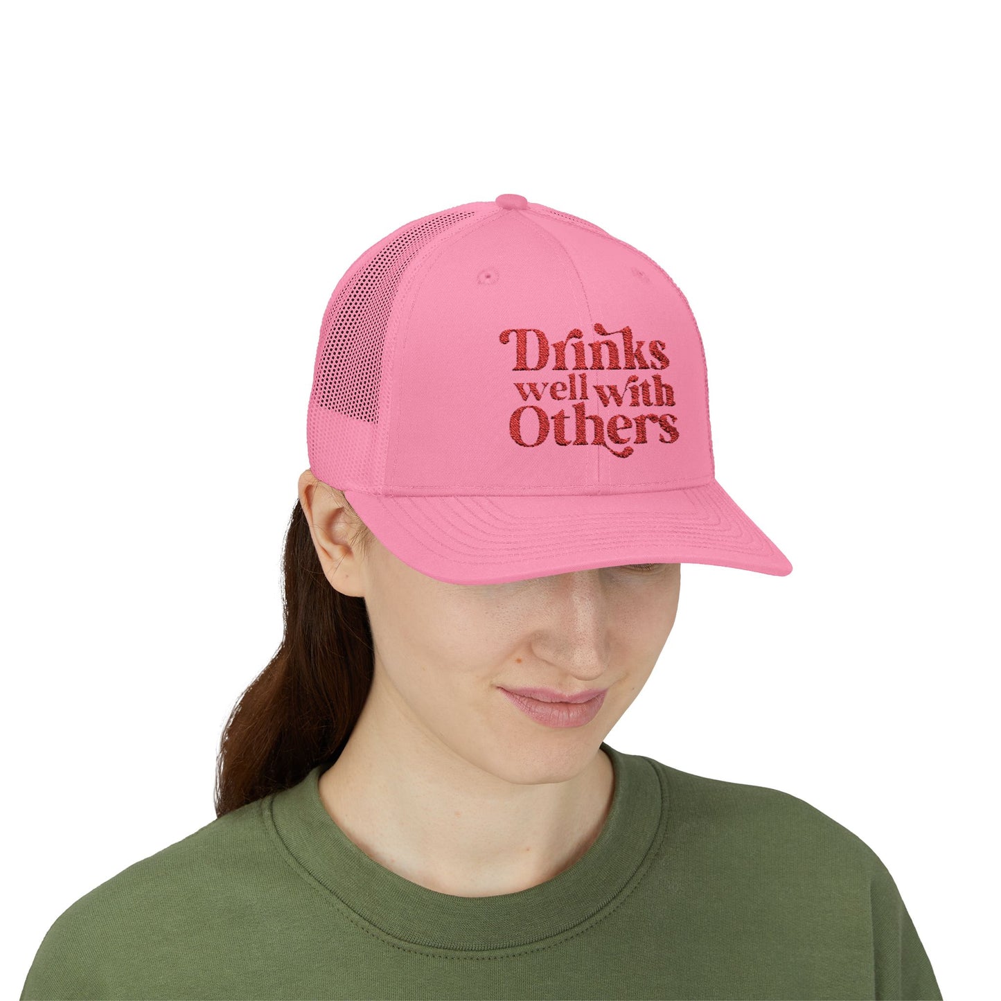 Humorous Snapback Trucker Cap - Perfect for Parties, Gatherings, and Gifts, Drinks Well with Others, Fun Hat, Funny Gift Idea, Casual Style