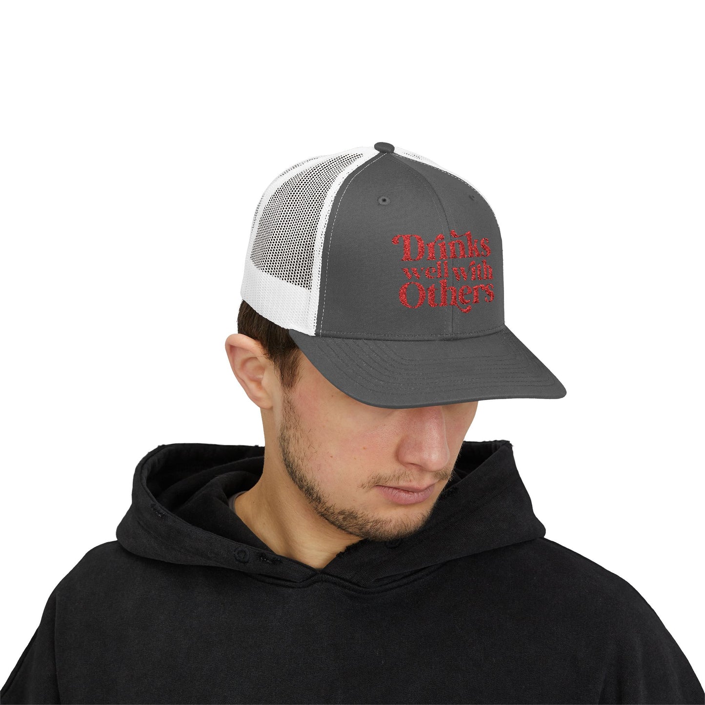 Humorous Snapback Trucker Cap - Perfect for Parties, Gatherings, and Gifts, Drinks Well with Others, Fun Hat, Funny Gift Idea, Casual Style