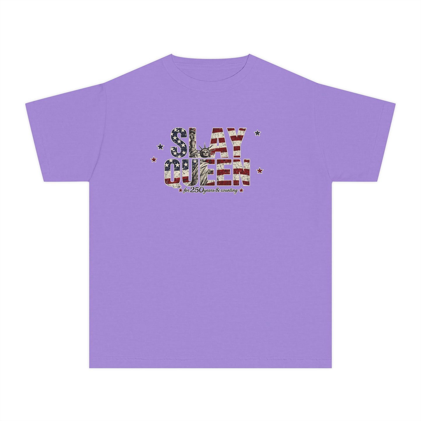 Youth "Slay Queen" Floral Flag T-Shirt