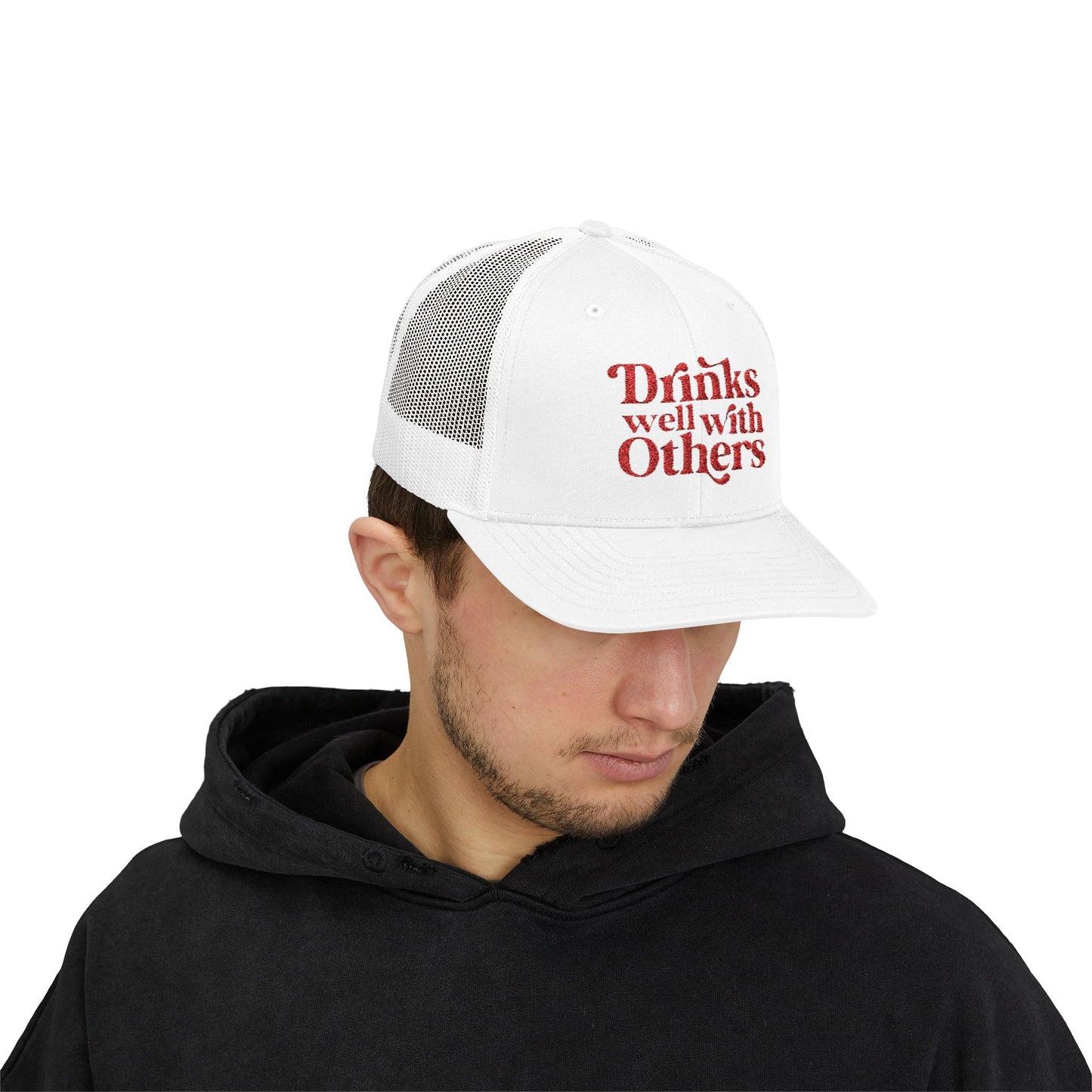 Humorous Snapback Trucker Cap - Perfect for Parties, Gatherings, and Gifts, Drinks Well with Others, Fun Hat, Funny Gift Idea, Casual Style