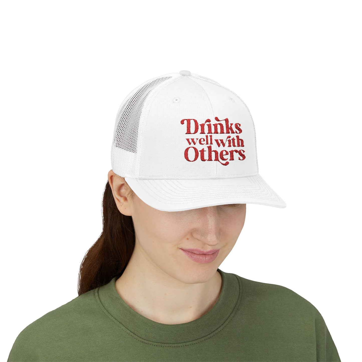 Humorous Snapback Trucker Cap - Perfect for Parties, Gatherings, and Gifts, Drinks Well with Others, Fun Hat, Funny Gift Idea, Casual Style