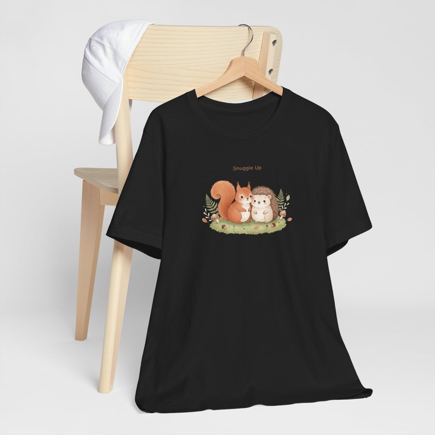Cute Squirrel & Hedgehog Illustration Tee | cute animal illustration, winter forest art
