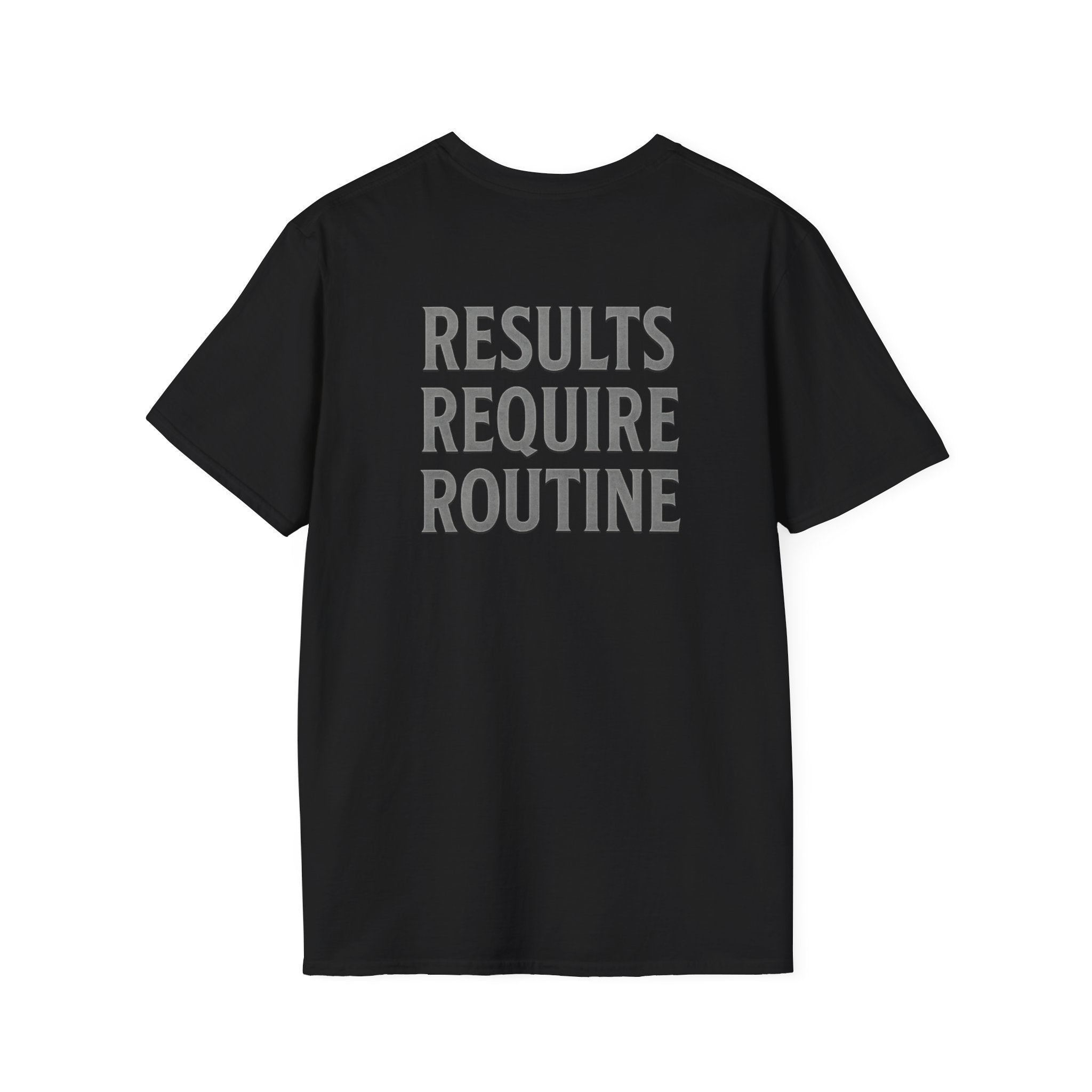 Results Require Routine T-Shirt — Motivational Gym & Fitness Tee