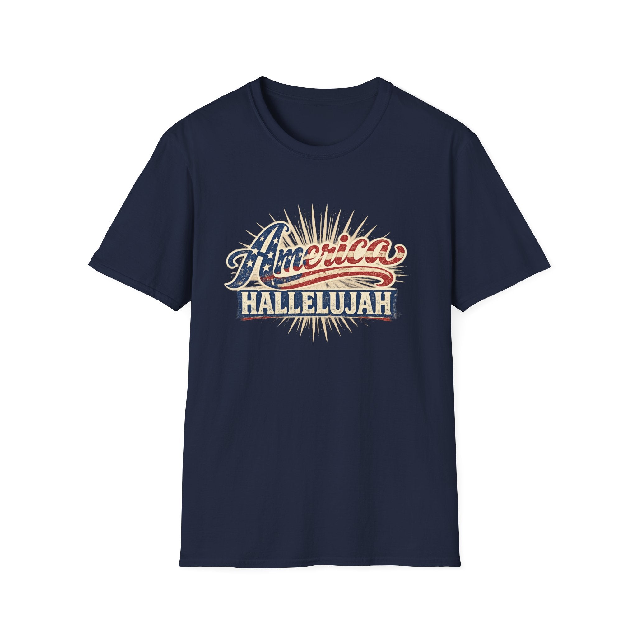 America Hallelujah T-Shirt — Patriotic USA Flag Retro Tee