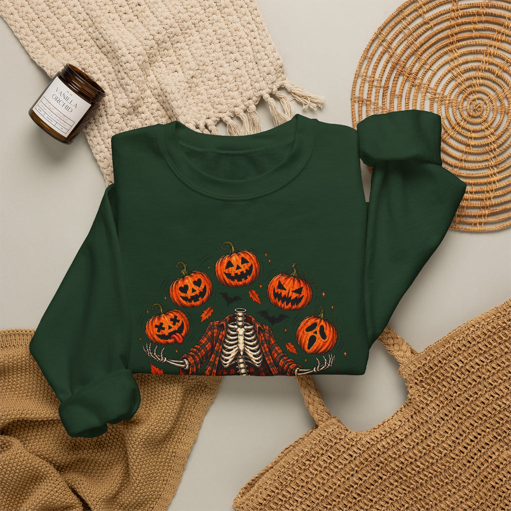 Headless Harvest – Juggling Pumpkins Halloween Sweatshirt 🎃💀