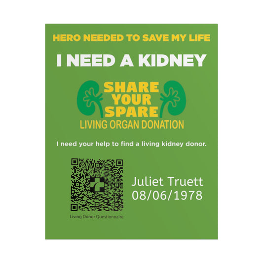 I Need A Kidney - Share Your Spare Living Organ Donation Poster