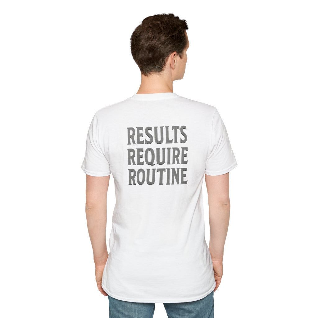 Results Require Routine T-Shirt — Motivational Gym & Fitness Tee