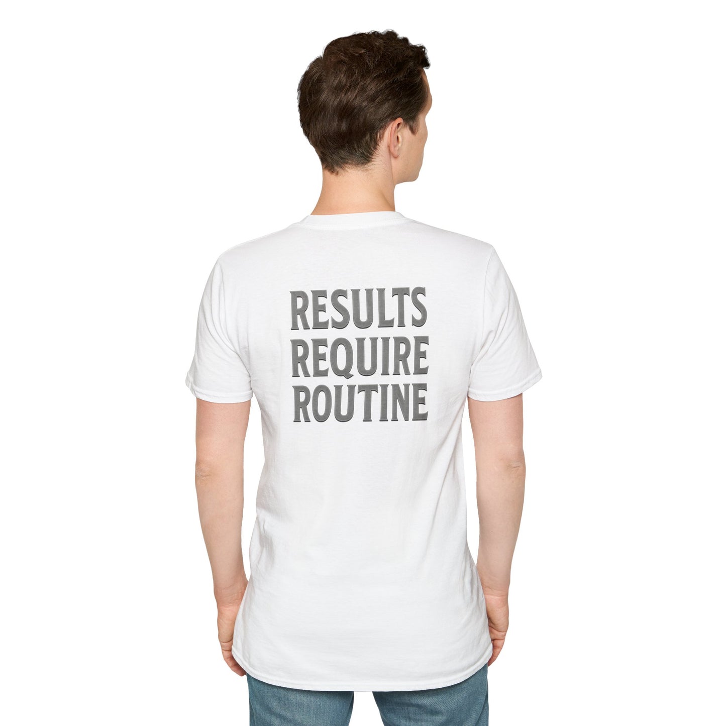 Results Require Routine T-Shirt — Motivational Gym & Fitness Tee