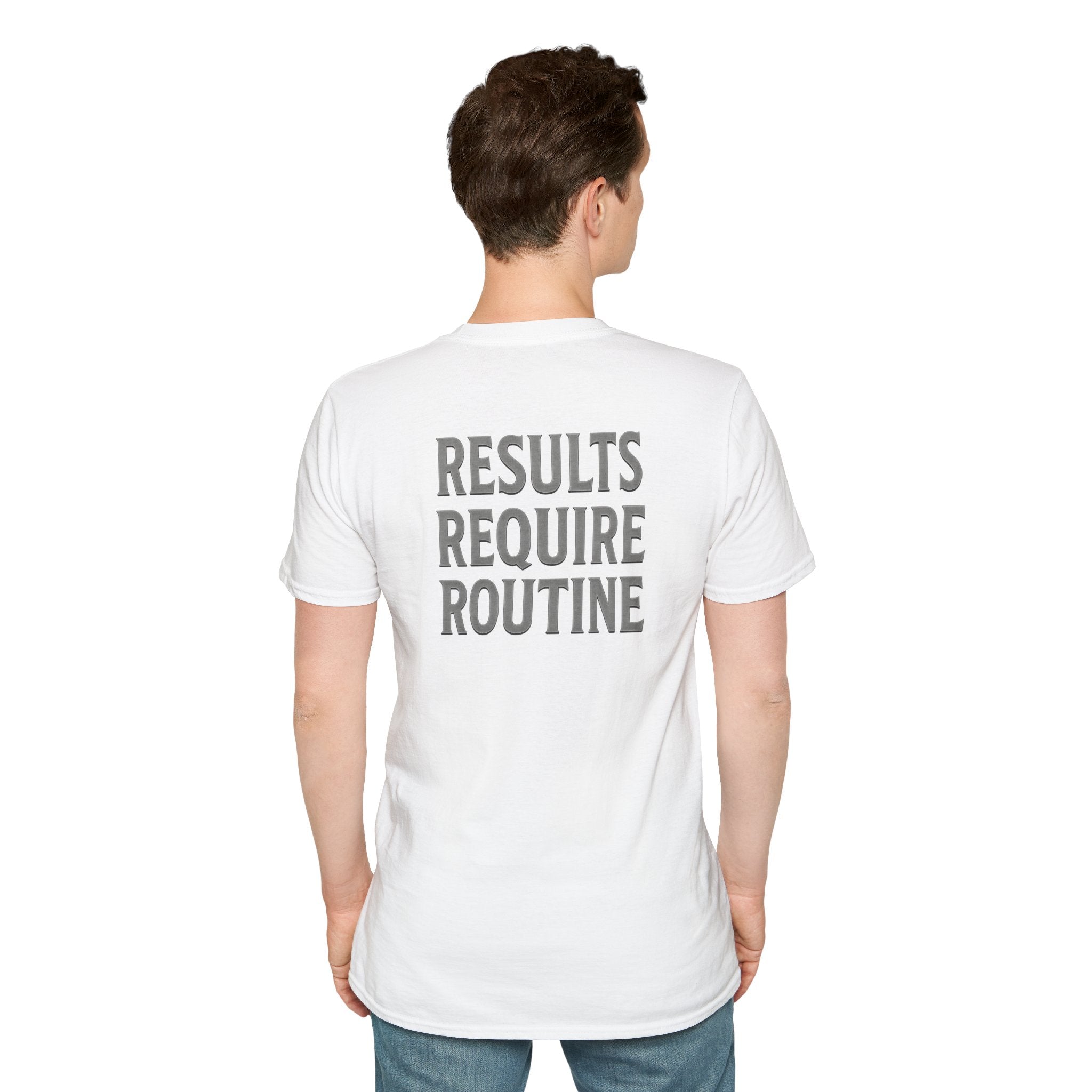 Results Require Routine T-Shirt — Motivational Gym & Fitness Tee