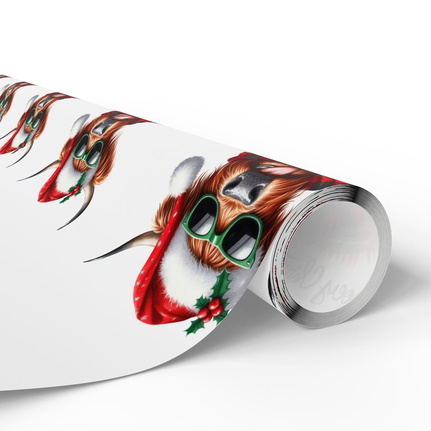Mooey Christmas Highland Cow Wrapping Paper