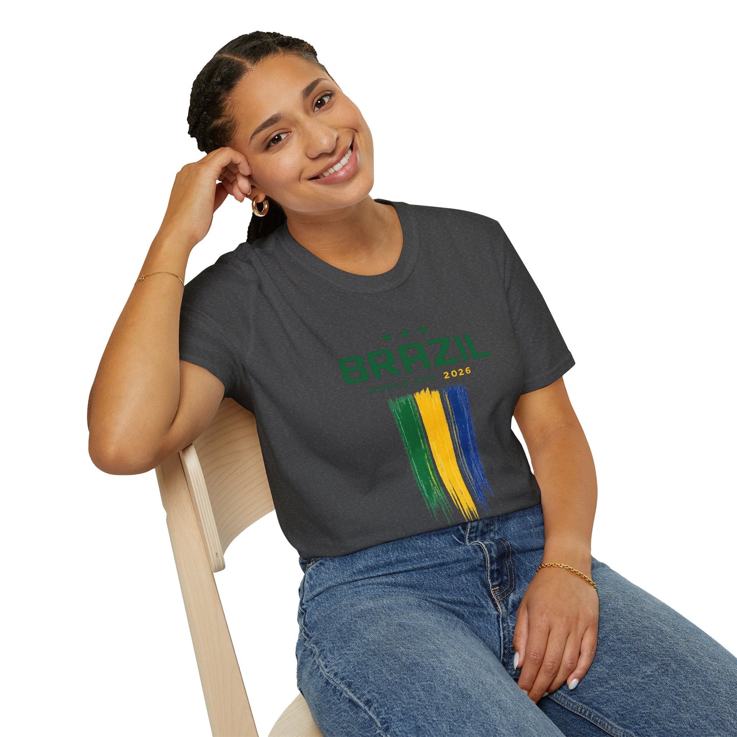 Brazil World Cup T-Shirt — Brush Stroke Flag Soccer Tee