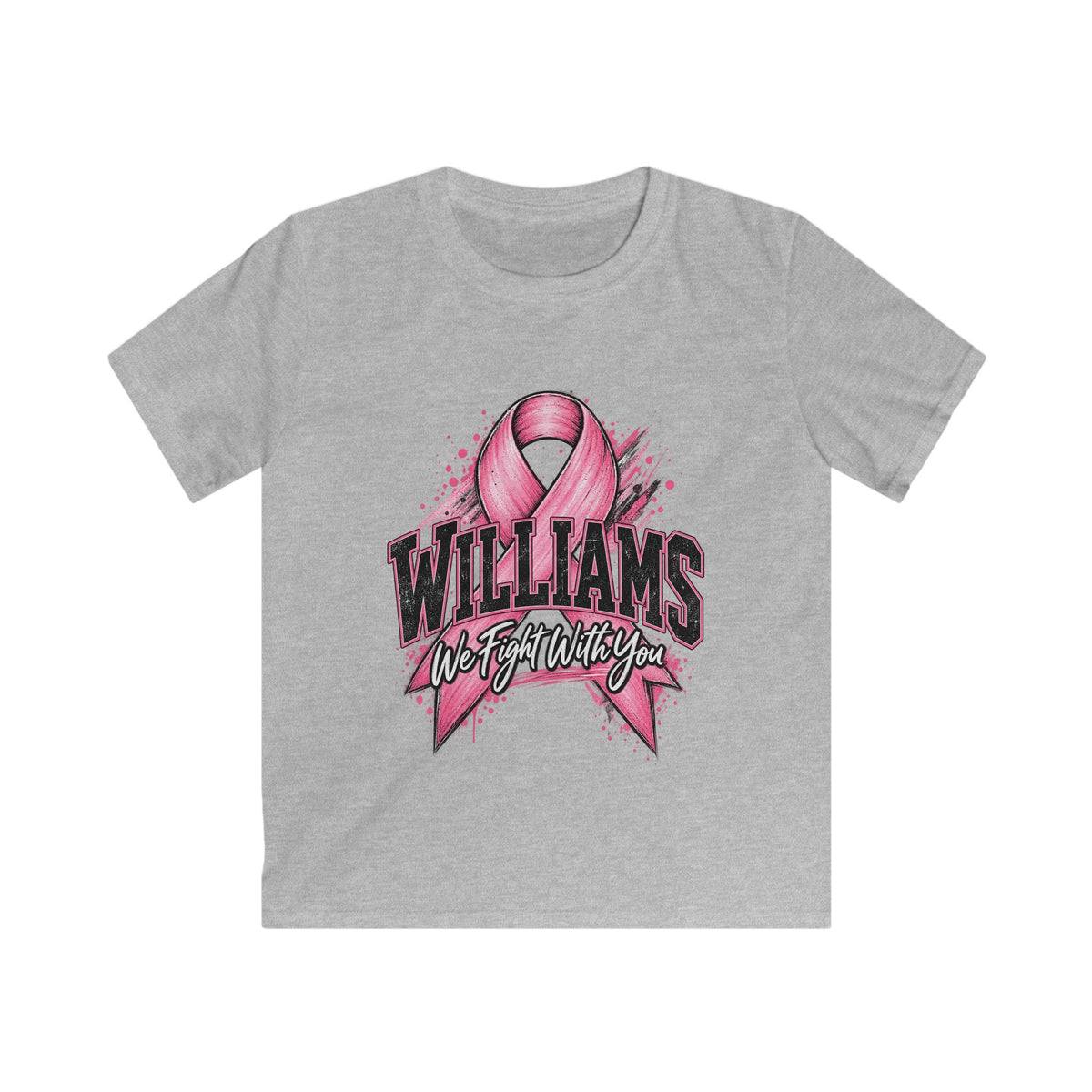 Kids Tee — Pink Ribbon "Williams" Breast Cancer Awareness (We Fight With You)