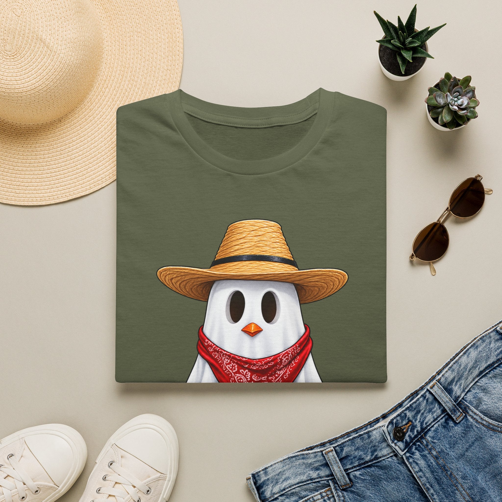 Ghost Chicken Cowboy Halloween Tee 👻🐔