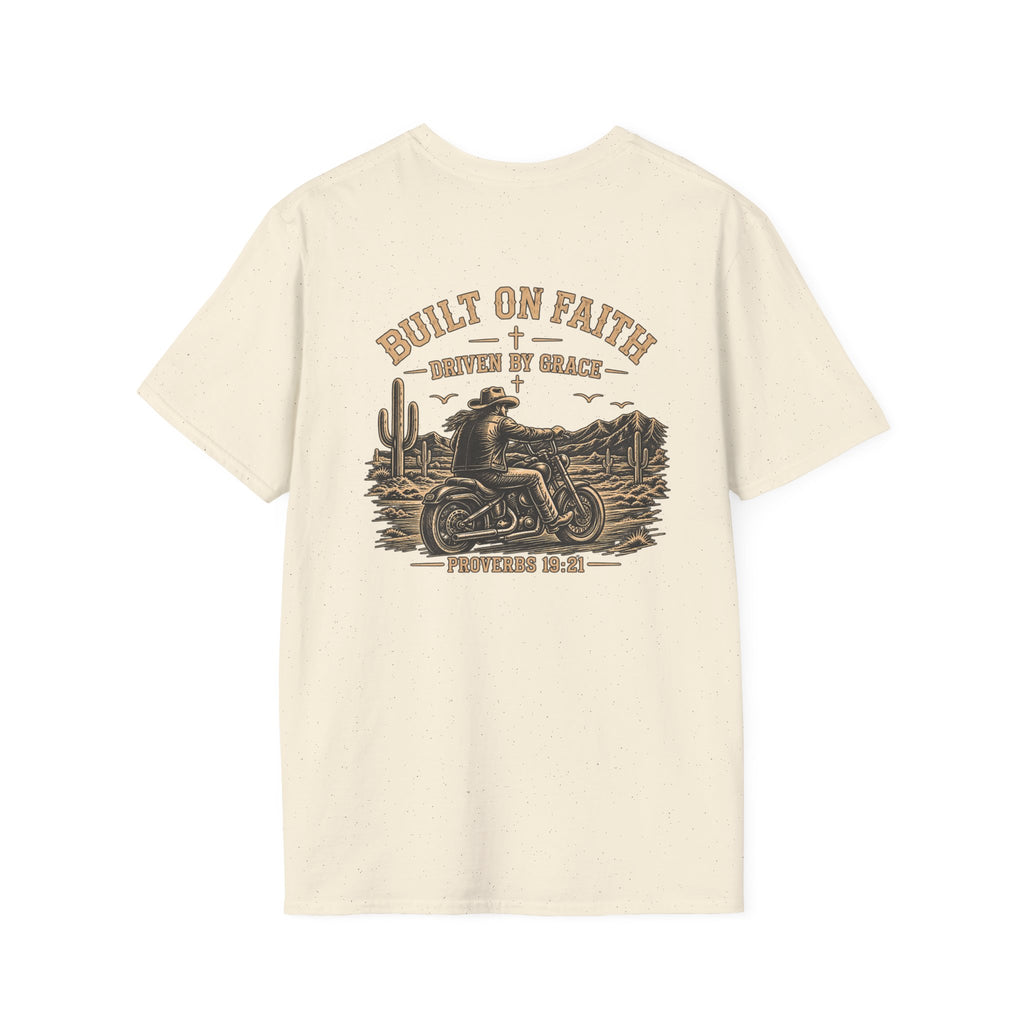 Built on Faith, Driven by Grace – Western Motorcycle Christian Graphic Tee