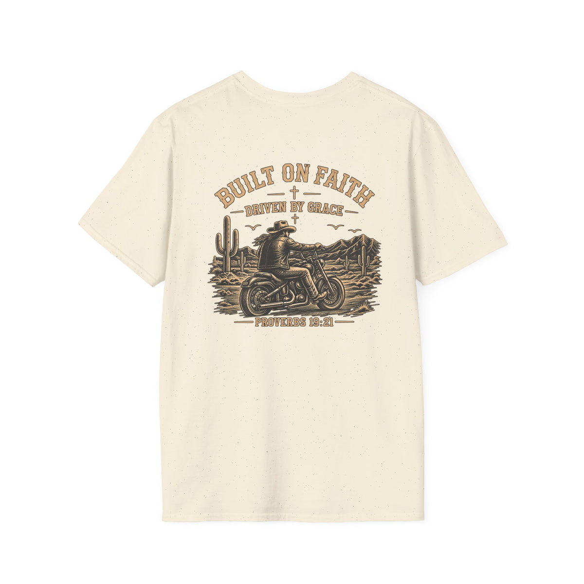 Built on Faith, Driven by Grace – Western Motorcycle Christian Graphic Tee