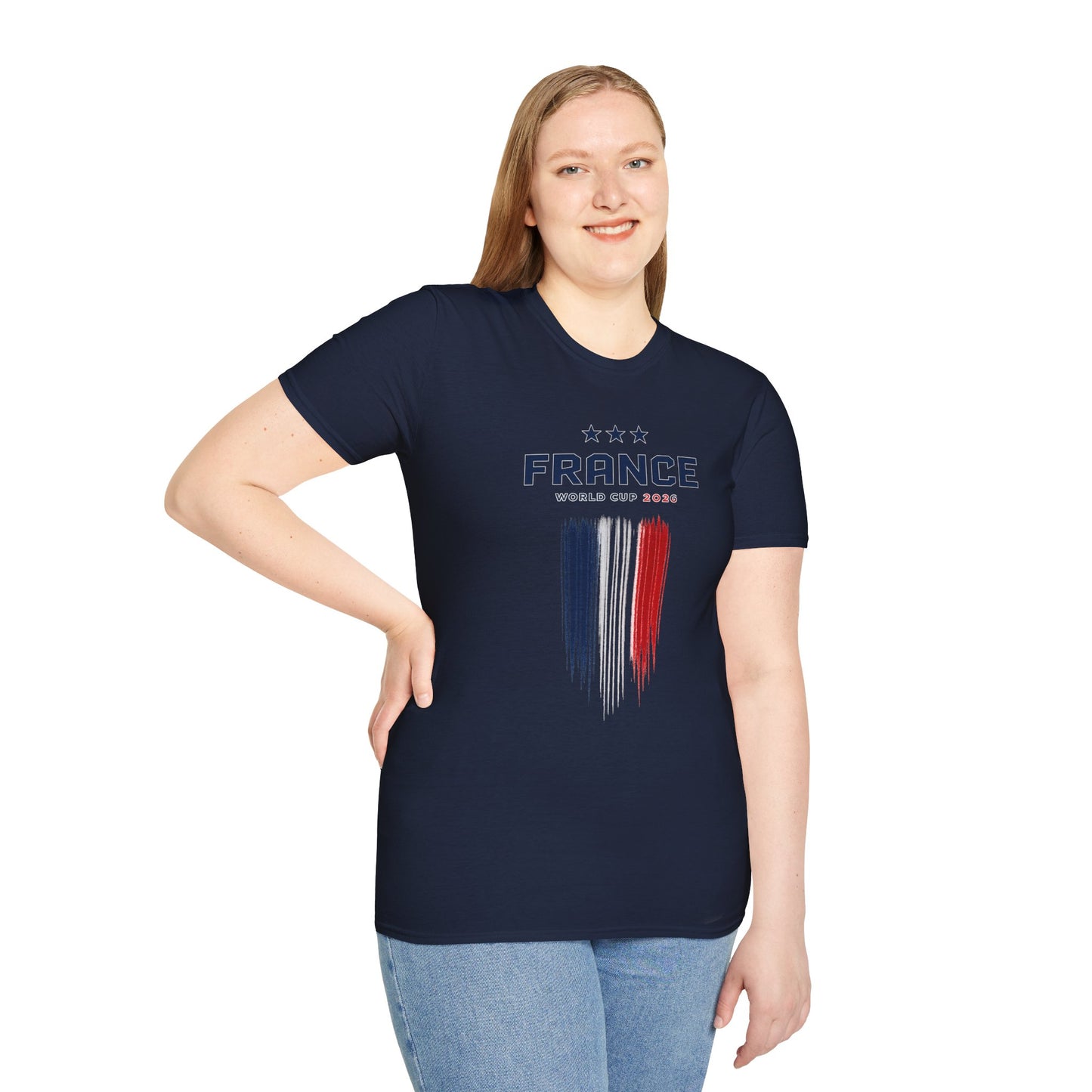 France World Cup 2026 T-Shirt — French Flag Brush Stroke Soccer Fan Tee