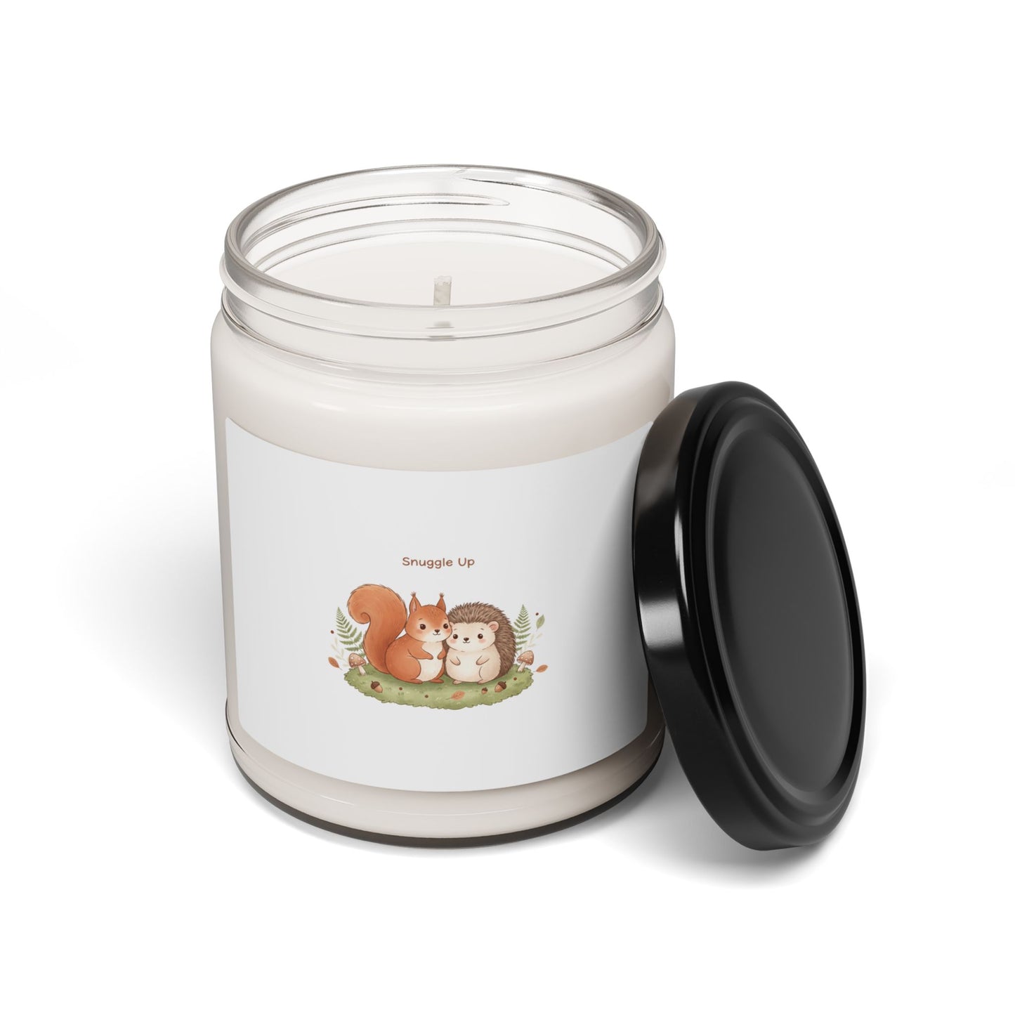 Cozy Winter Woodland Critters Candle | Soy Scented Jar, cute animal illustration