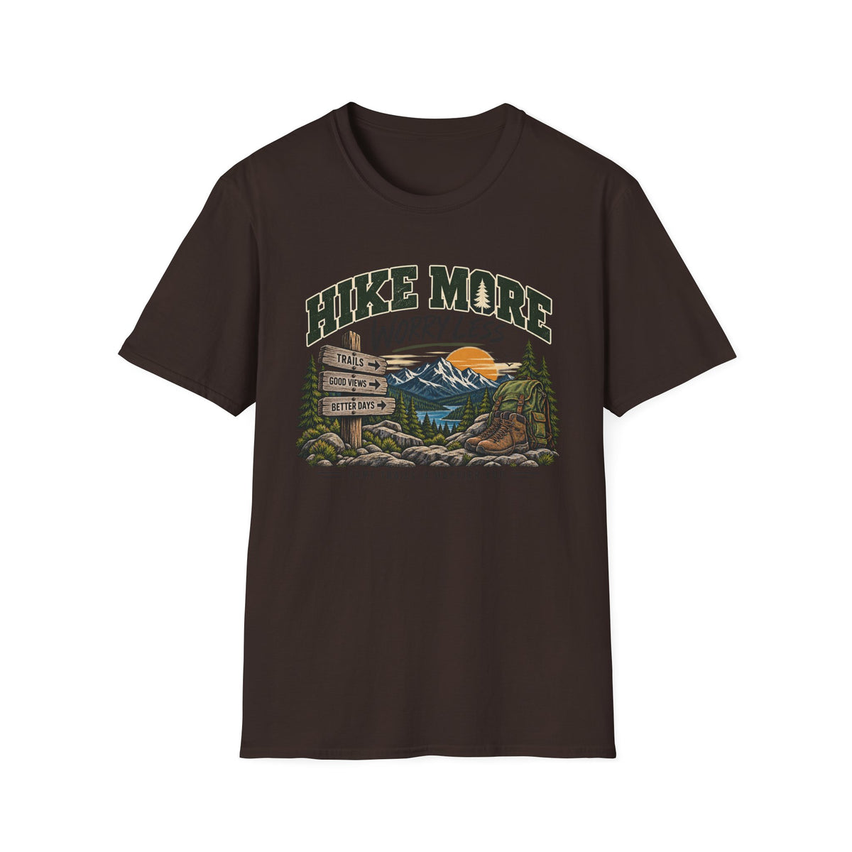 Hike More, Worry Less – Vintage Hiking & Outdoor Graphic Tee