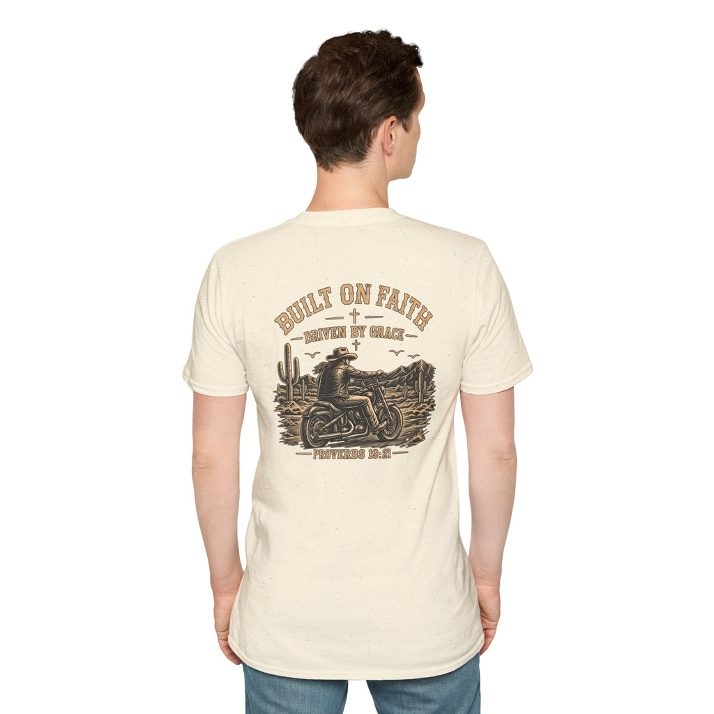 Built on Faith, Driven by Grace – Western Motorcycle Christian Graphic Tee