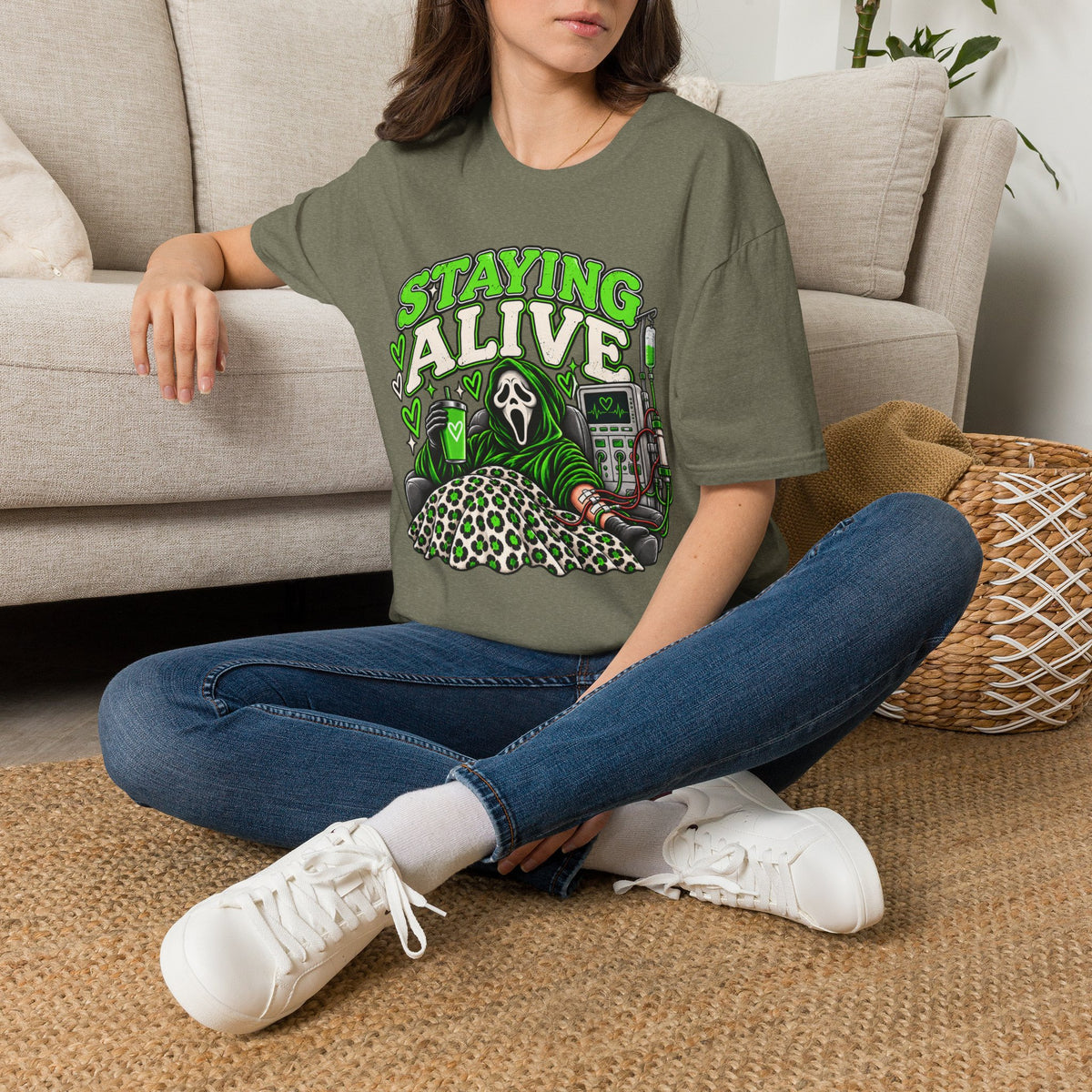 Staying Alive Dialysis Softstyle T-Shirt – Funny Kidney Awareness Tee