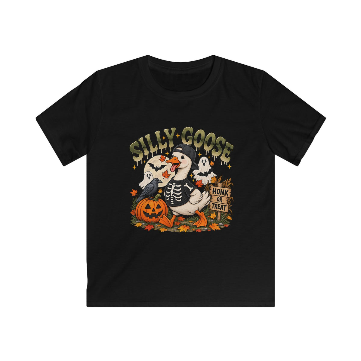 Silly Goose Honk or Treat Kids Halloween T-Shirt 🪿🎃