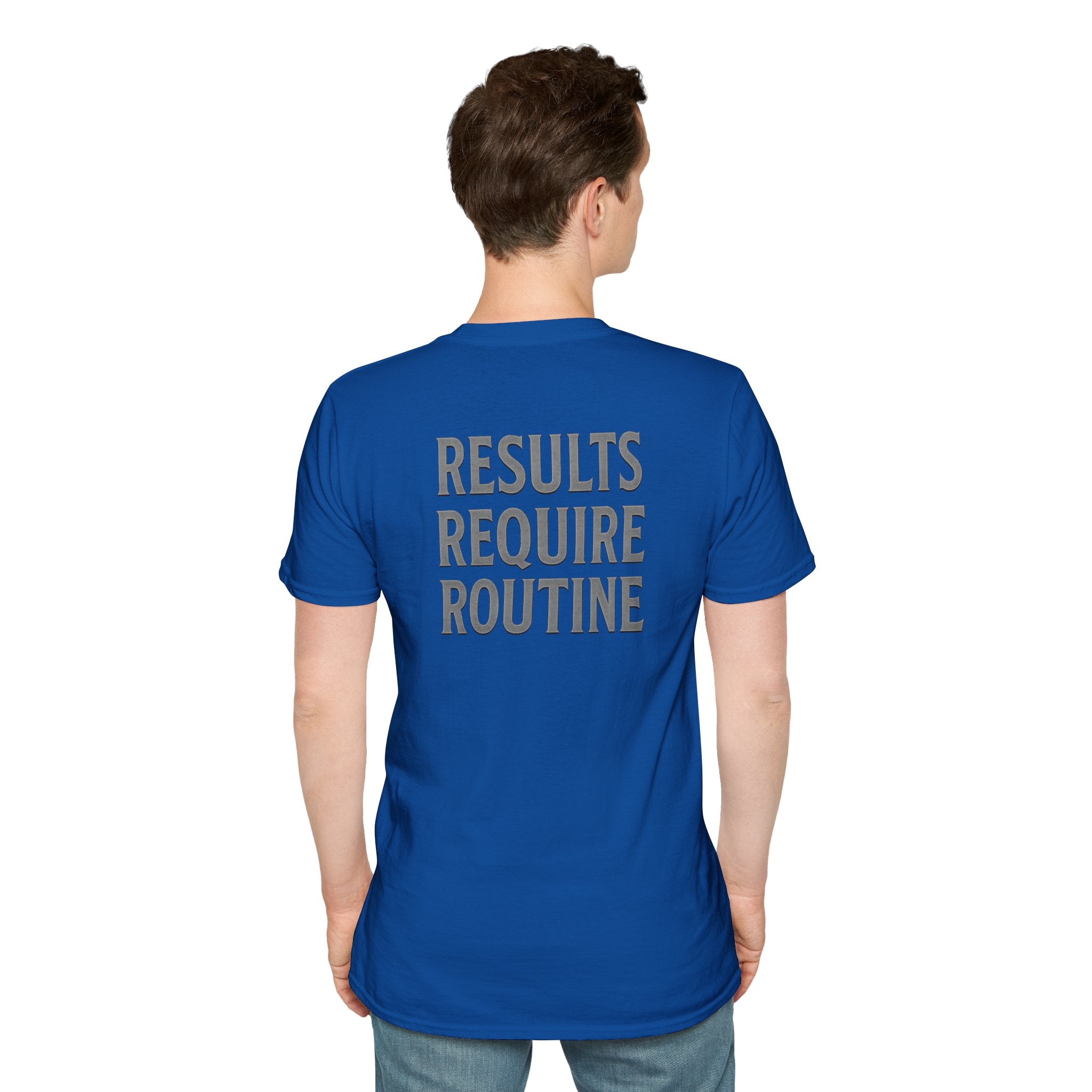 Results Require Routine T-Shirt — Motivational Gym & Fitness Tee