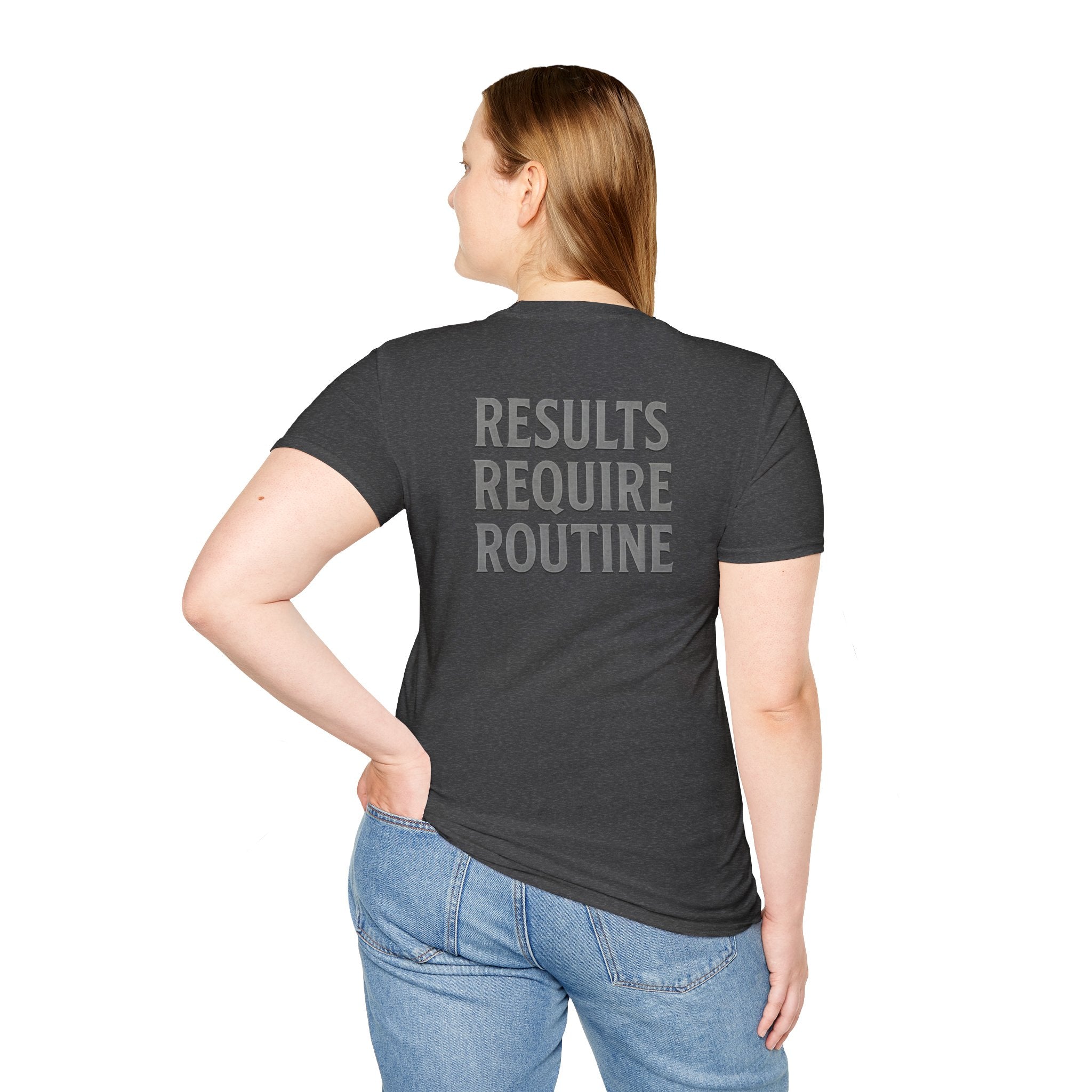 Results Require Routine T-Shirt — Motivational Gym & Fitness Tee