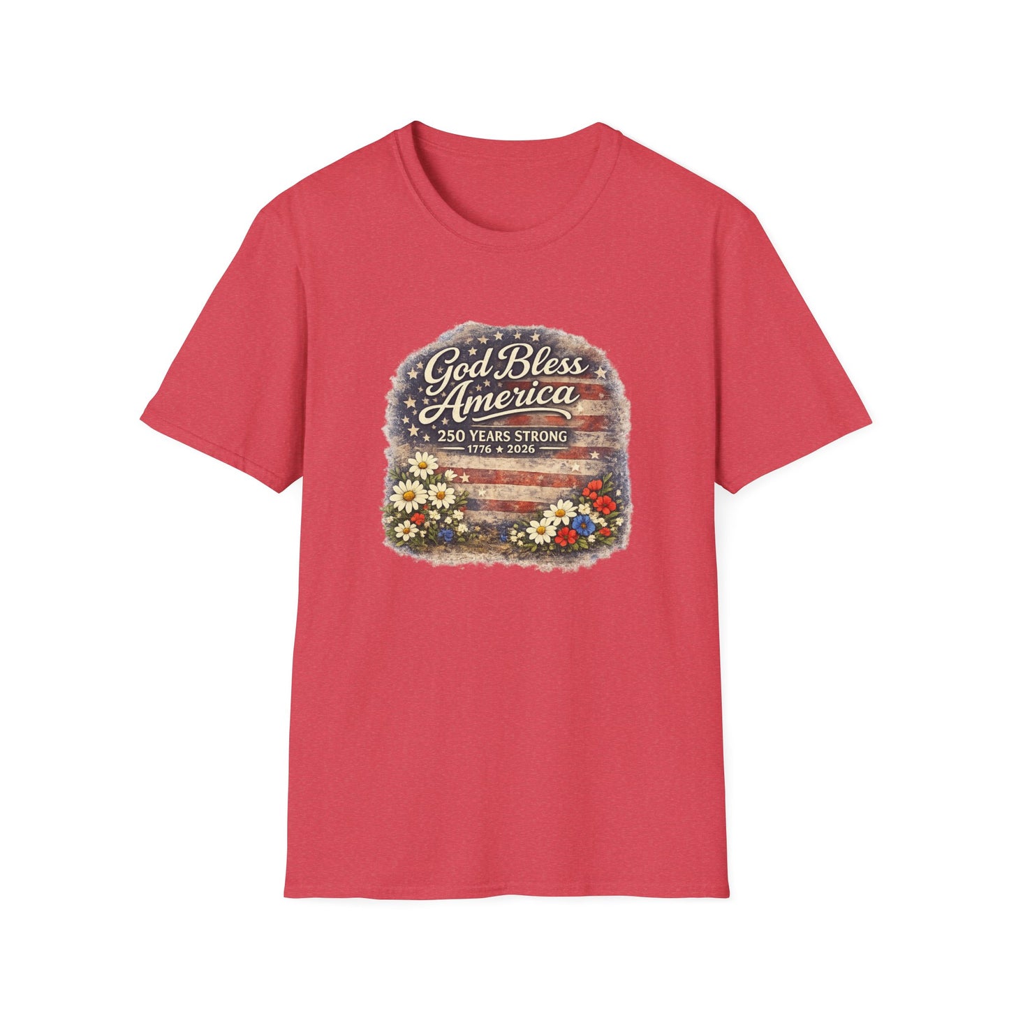 God Bless America 250 Years T-Shirt — Patriotic 1776–2026 Floral Flag Tee