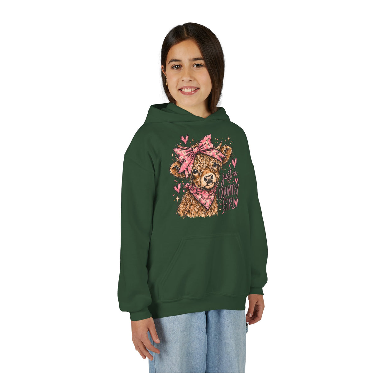 Just a Country Girl Highland Cow Kids Hoodie