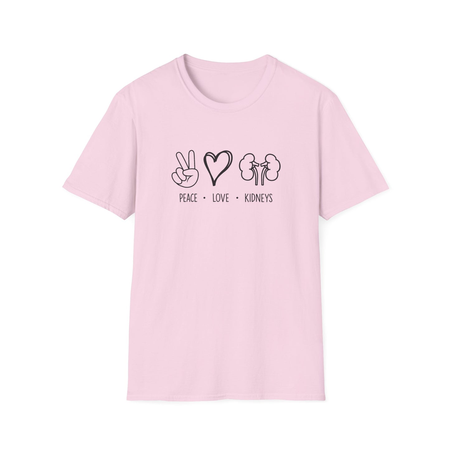 Peace Love Kidneys T-Shirt — Funny Kidney Transplant / Nephrology Gift