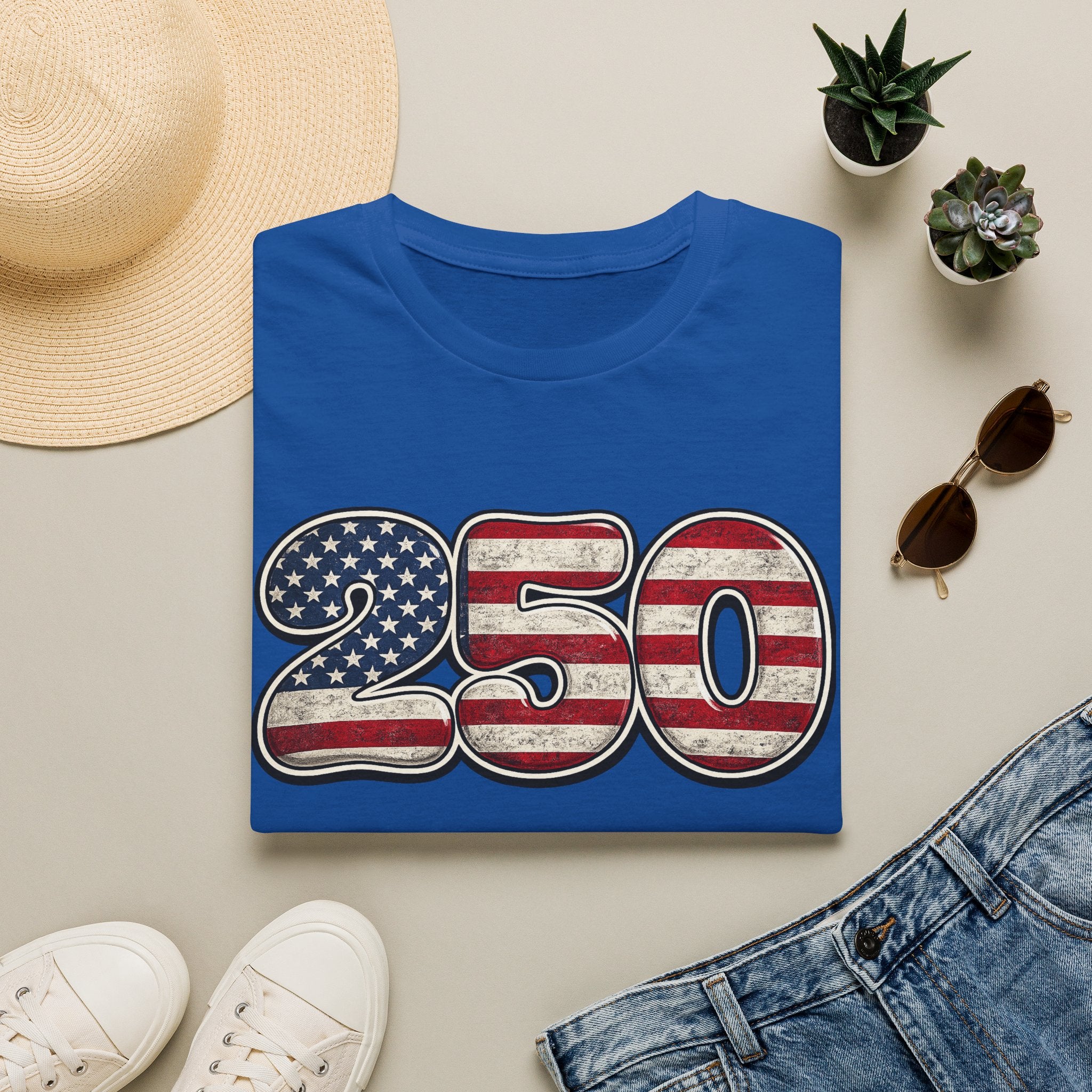 250 USA Flag T-Shirt — Patriotic Number Graphic Tee