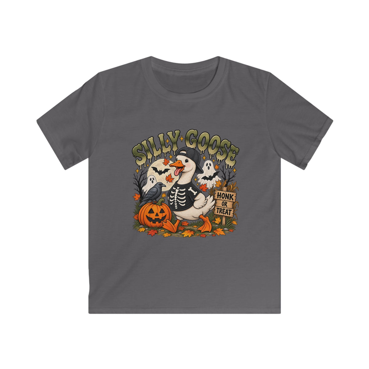 Silly Goose Honk or Treat Kids Halloween T-Shirt 🪿🎃