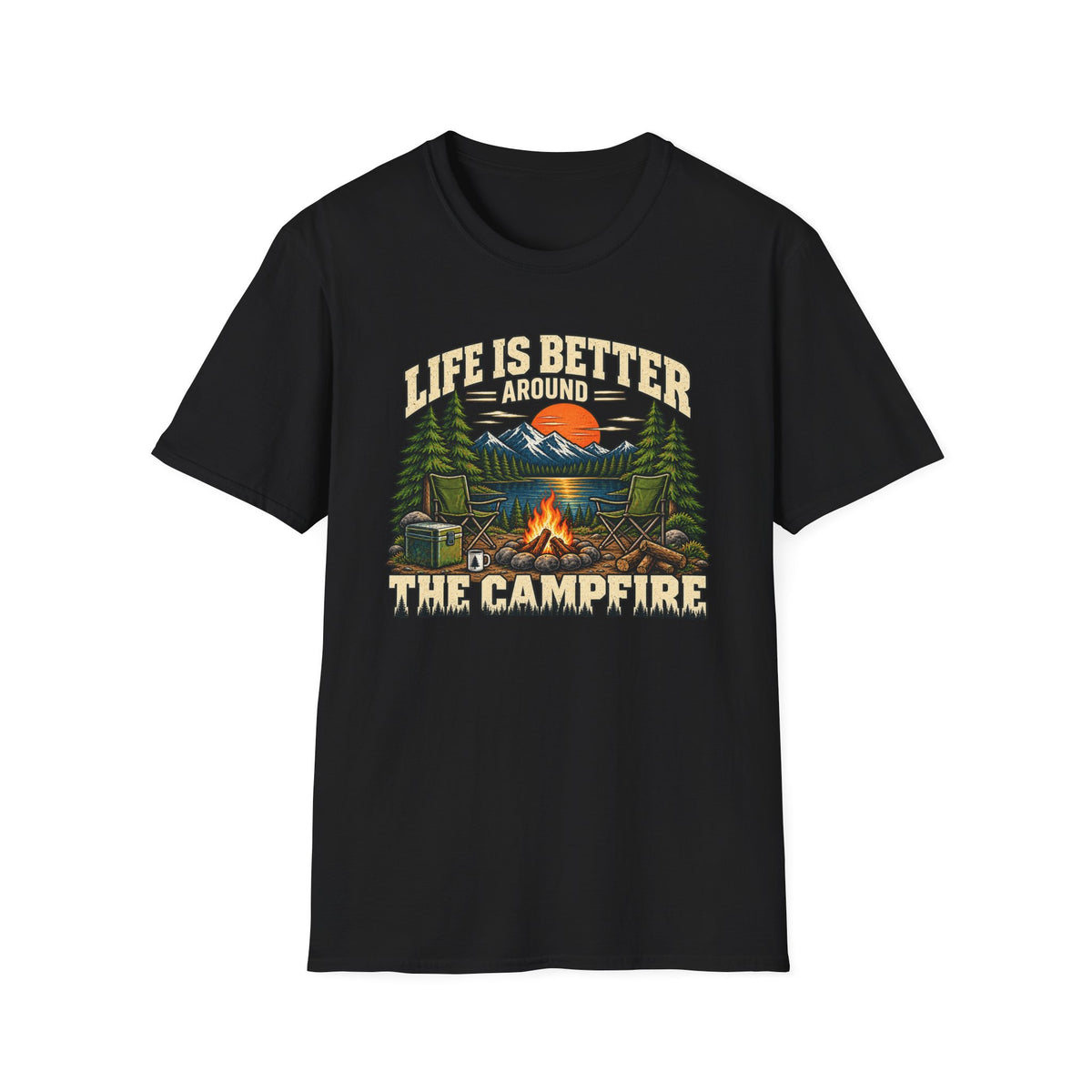 Campfire Therapy – Funny Camping & Outdoors Tee