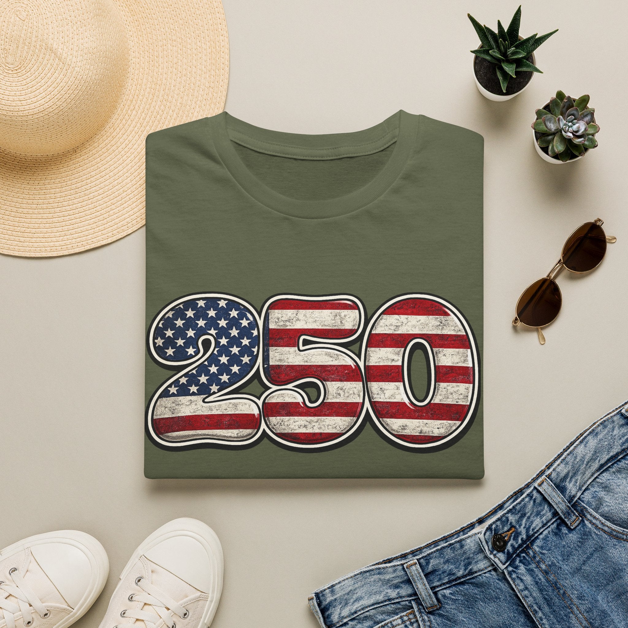 250 USA Flag T-Shirt — Patriotic Number Graphic Tee
