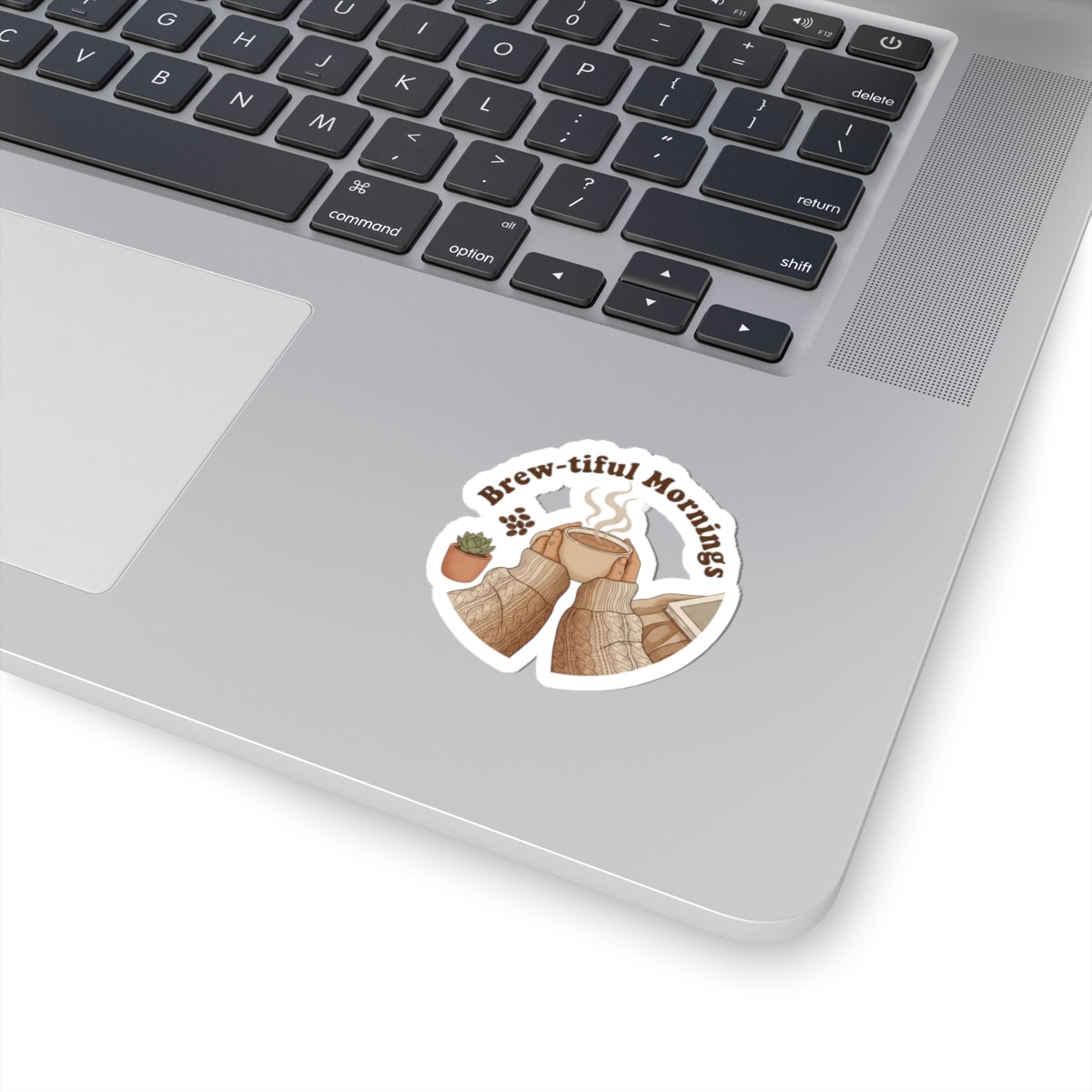 Brew-tiful Mornings Coffee Sticker | coffee aesthetic, latte art design