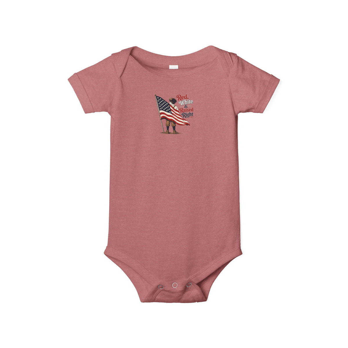 Red & White Raised-Right Infant One-Piece Bodysuit