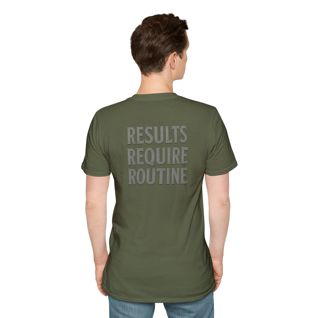 Results Require Routine T-Shirt — Motivational Gym & Fitness Tee