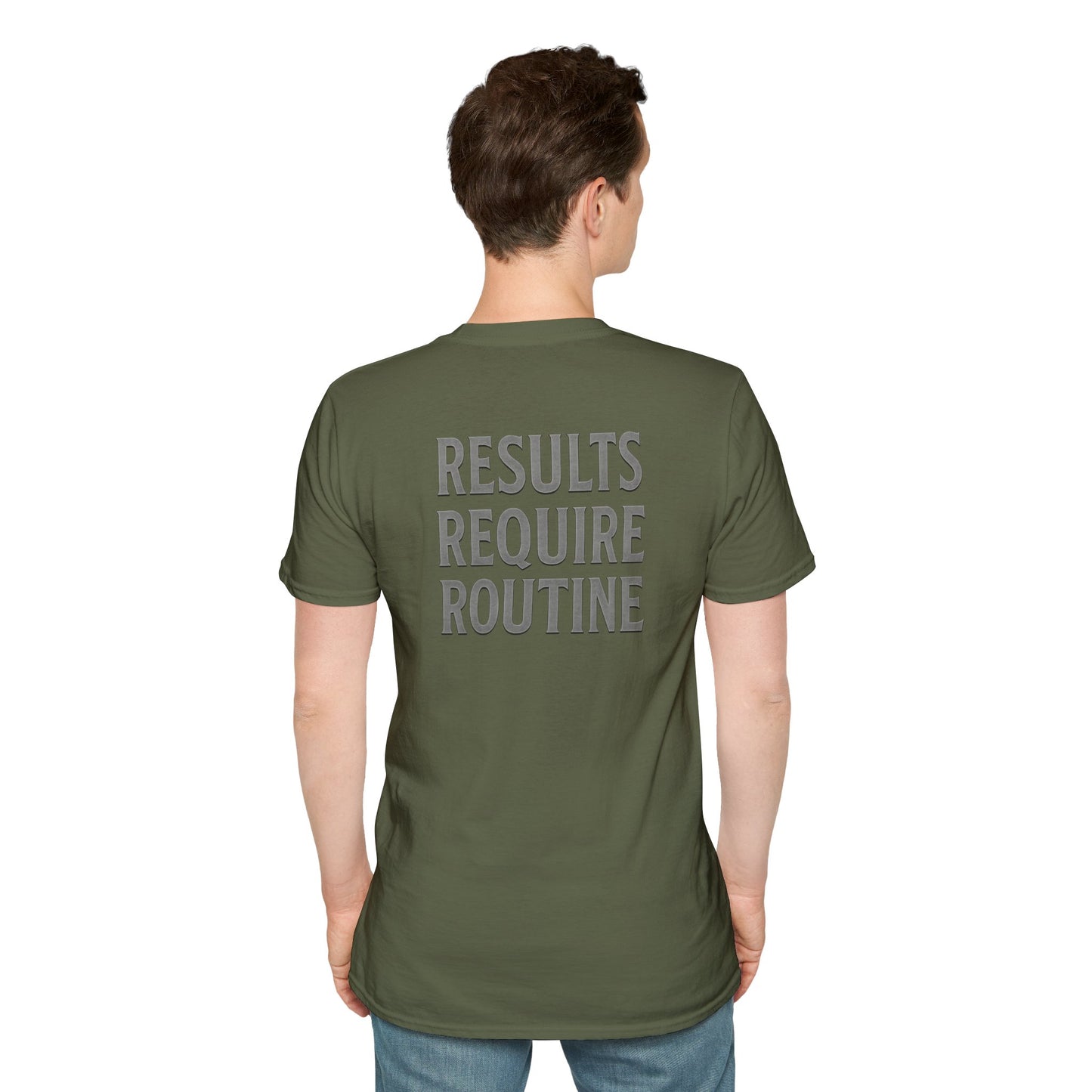 Results Require Routine T-Shirt — Motivational Gym & Fitness Tee