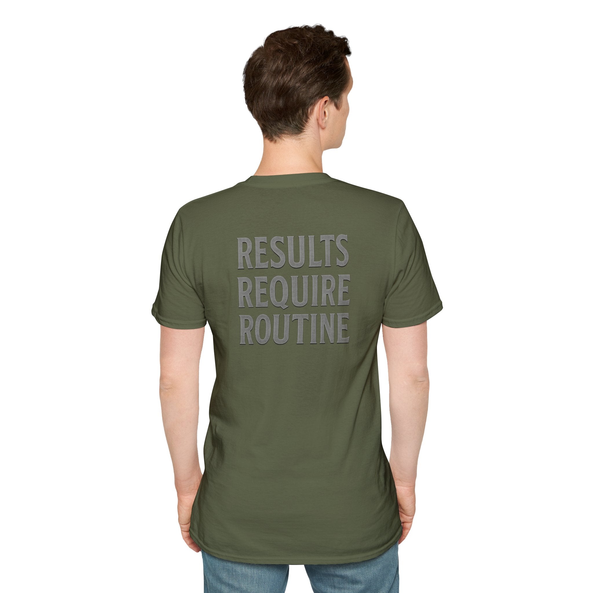 Results Require Routine T-Shirt — Motivational Gym & Fitness Tee