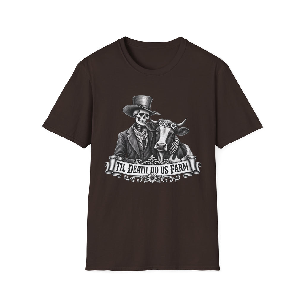 Til Death Do Us Farm – Skeleton & Cow Funny Farm Tee 💀🐄