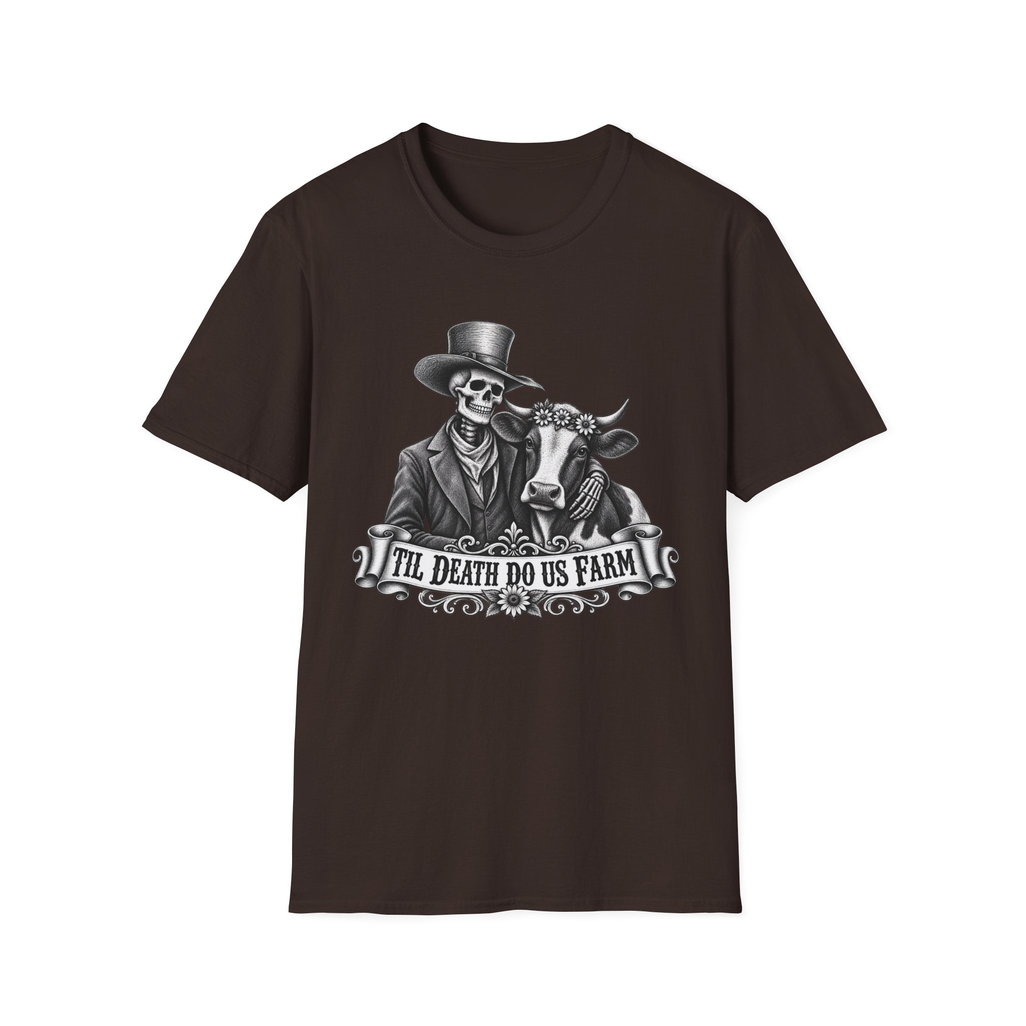 Til Death Do Us Farm – Skeleton & Cow Funny Farm Tee 💀🐄